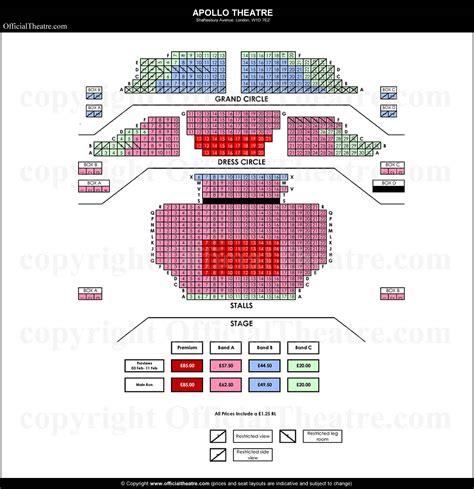 Apollo Theatre London seat map and prices for .